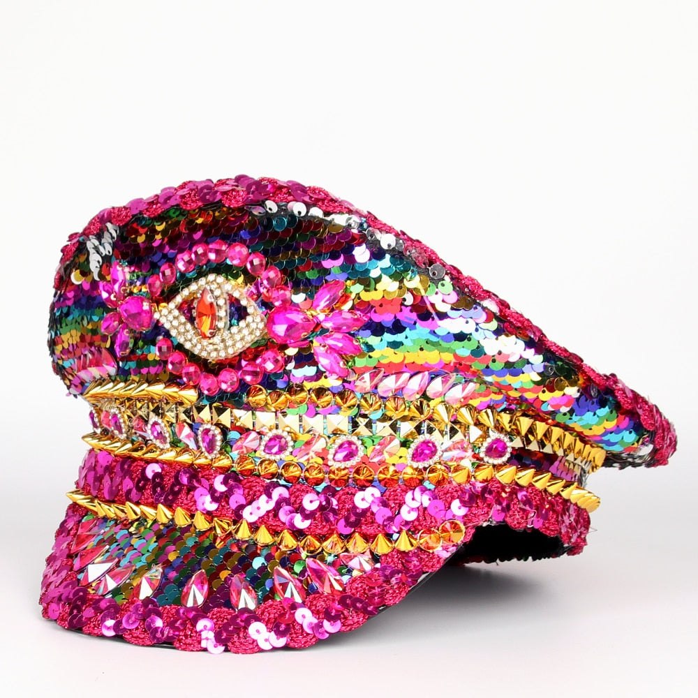 Womens Military Sequin Hat