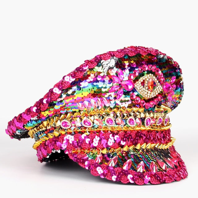 Womens Military Sequin Hat
