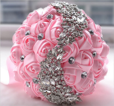 Luxurious Silk Rose Crystal Flower Bouquet