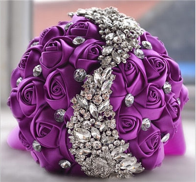 Luxurious Silk Rose Crystal Flower Bouquet