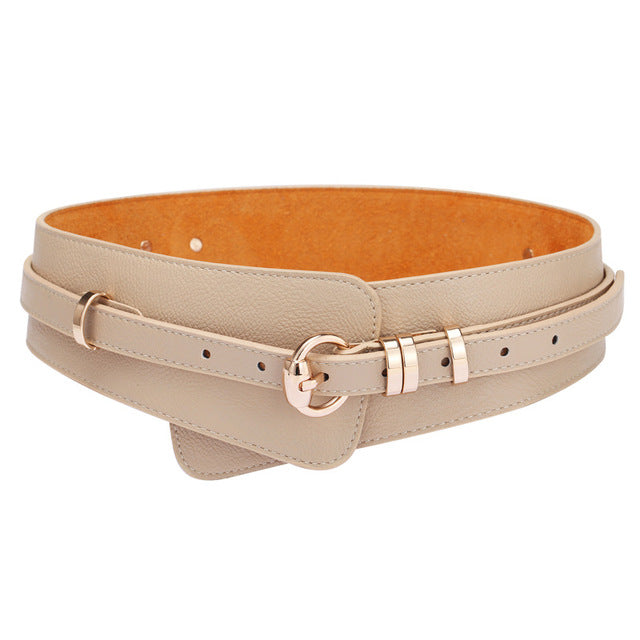 Womens Fashion PU Leather Waist Wide Waistband Belt Black Brown Khaki