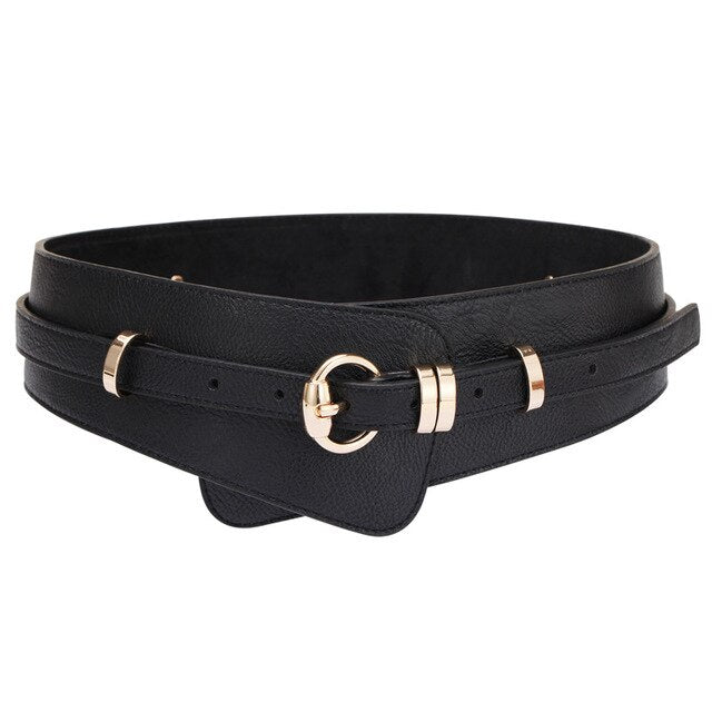 Womens Fashion PU Leather Waist Wide Waistband Belt Black Brown Khaki
