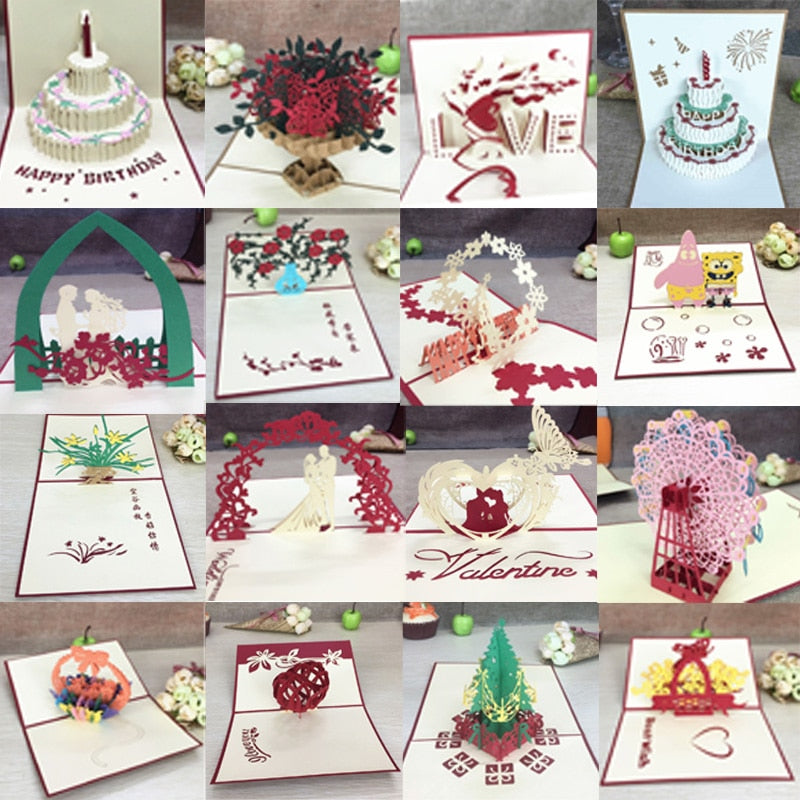 3D Pop Up Greeting Cards Birthday Valentines Wedding Engagement