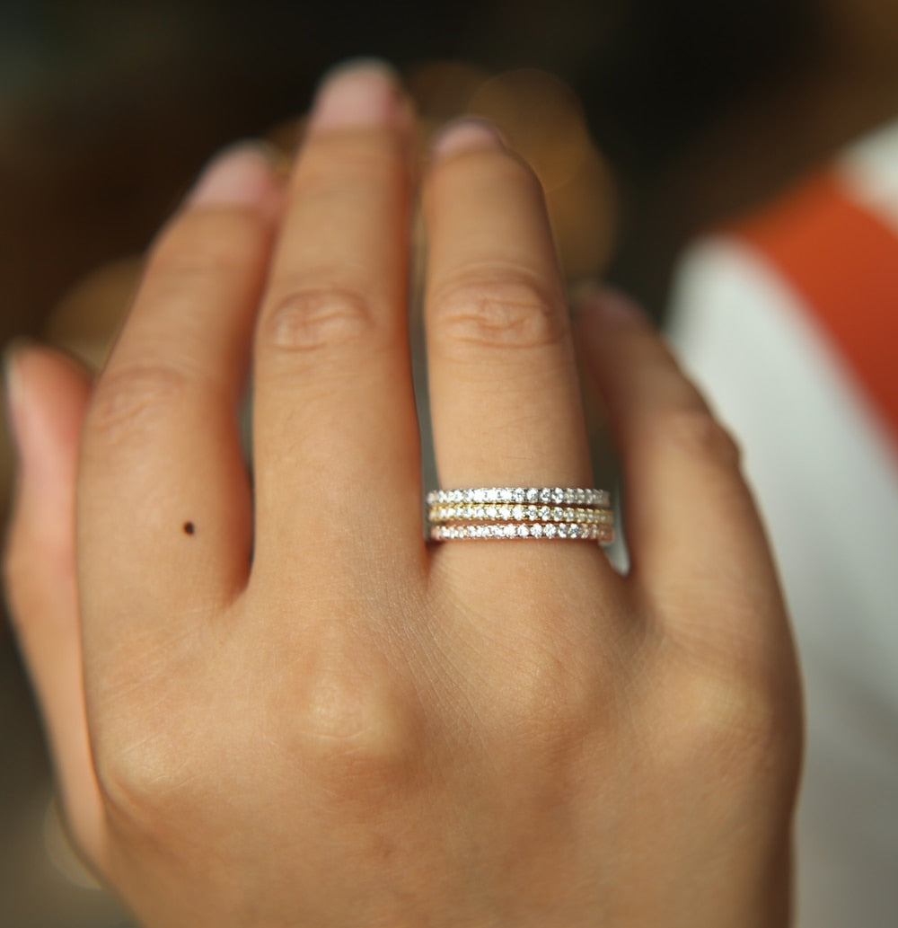 Sterling Silver 925 CZ Eternity Ring Band