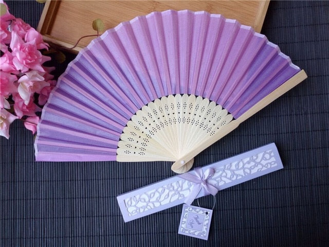 50pcs Personalized Silk Fold Hand Fan