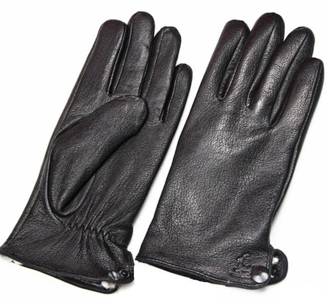 Mens Winter Gloves Leather Deerskin Autumn Winter Warm