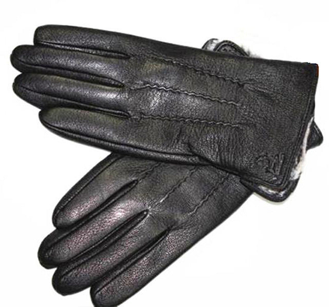 Mens Winter Gloves Leather Deerskin Autumn Winter Warm