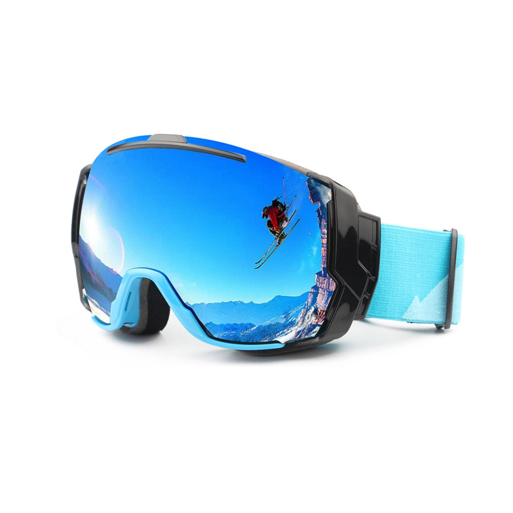 Ski Goggles UV400 Anti-Fog Lens Snowboard Sunglasses Wear Over Rx Glasses