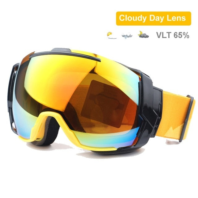 Ski Goggles UV400 Anti-Fog Lens Snowboard Sunglasses Wear Over Rx Glasses