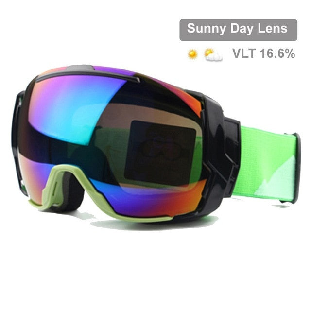 Ski Goggles UV400 Anti-Fog Lens Snowboard Sunglasses Wear Over Rx Glasses
