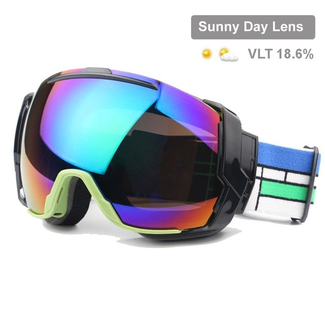 Ski Goggles UV400 Anti-Fog Lens Snowboard Sunglasses Wear Over Rx Glasses