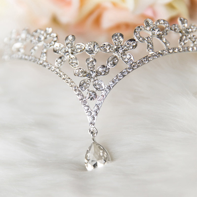 Crystal Flower Forehead Tikka Indian Crown