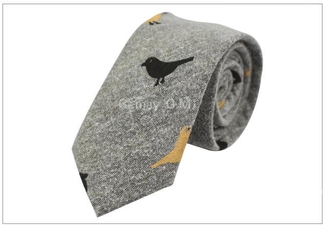 Bird Feather Cotton Fashion Ties Slim Neckwear