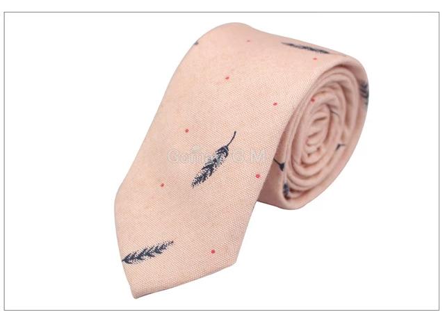 Bird Feather Cotton Fashion Ties Slim Neckwear