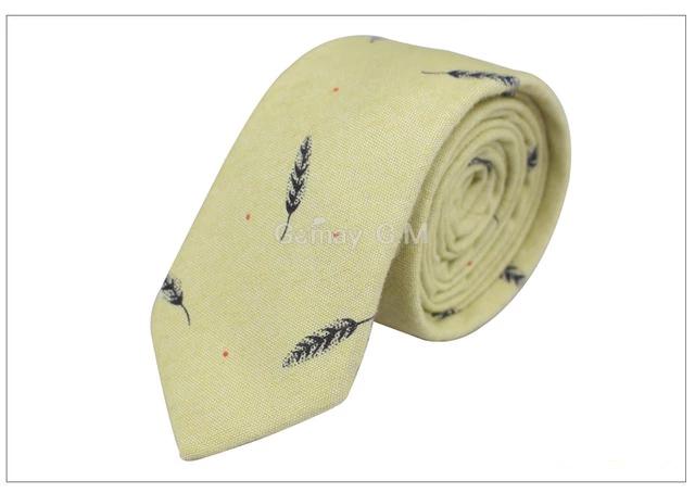 Bird Feather Cotton Fashion Ties Slim Neckwear
