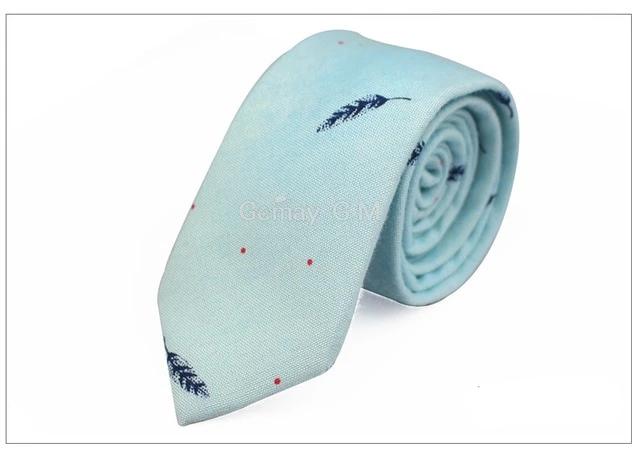 Bird Feather Cotton Fashion Ties Slim Neckwear