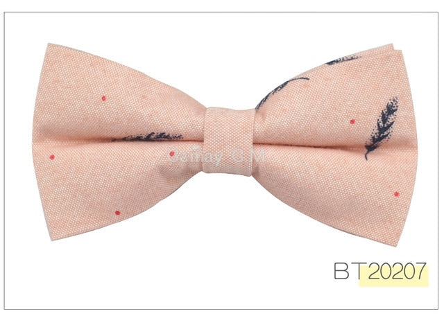 Fashion Suits Cotton Bowtie For Men Casual Bird Print Slim Neckwear