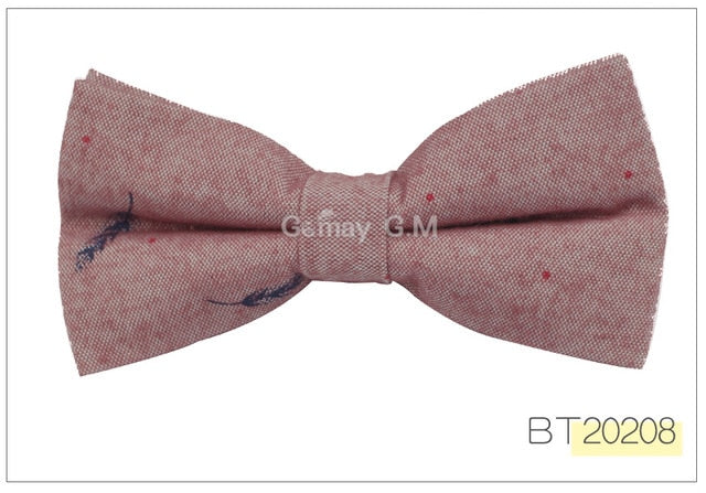 Fashion Suits Cotton Bowtie For Men Casual Bird Print Slim Neckwear
