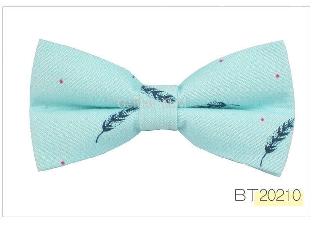 Fashion Suits Cotton Bowtie For Men Casual Bird Print Slim Neckwear