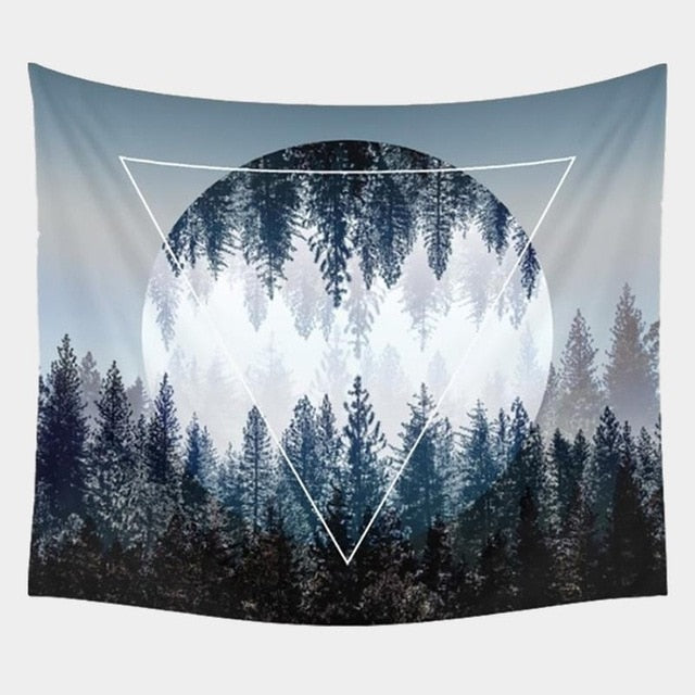 Beautiful Night Sky Forest Starry Wall Tapestry