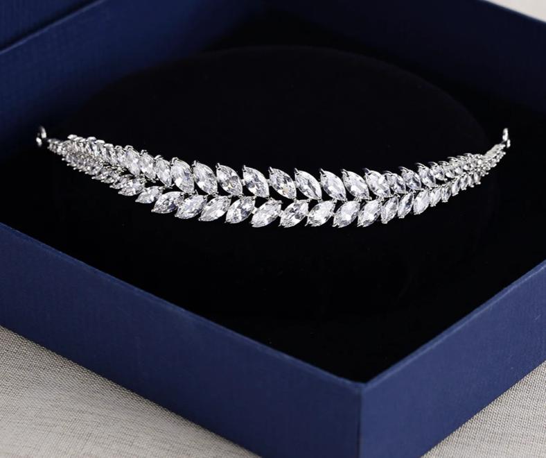 Crystal Leaf Wedding Tiara Headband