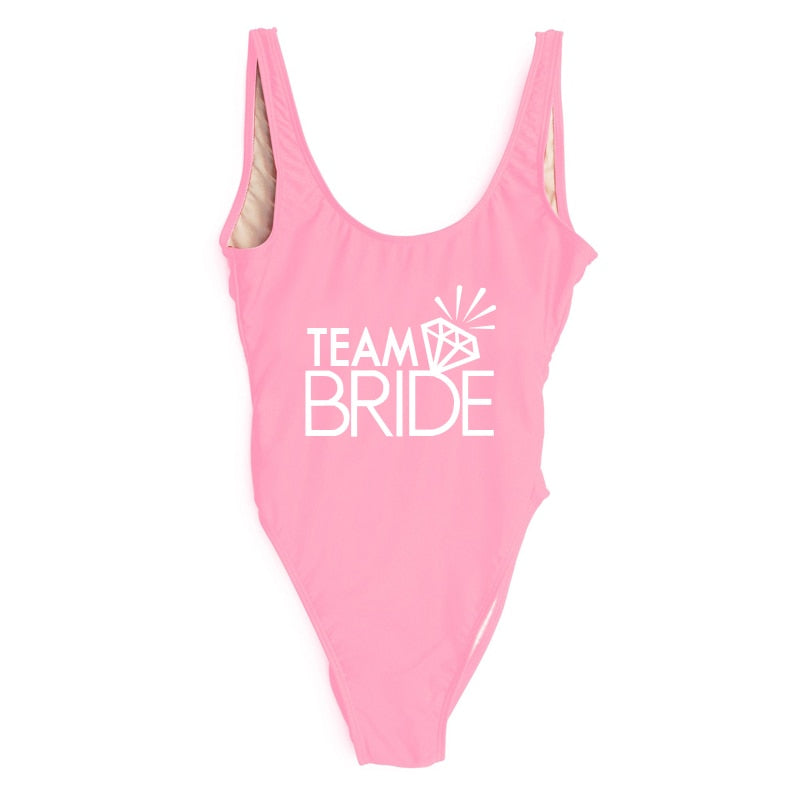 TEAM BRIDE Swimsuit High Cut Bachelorette Monokini