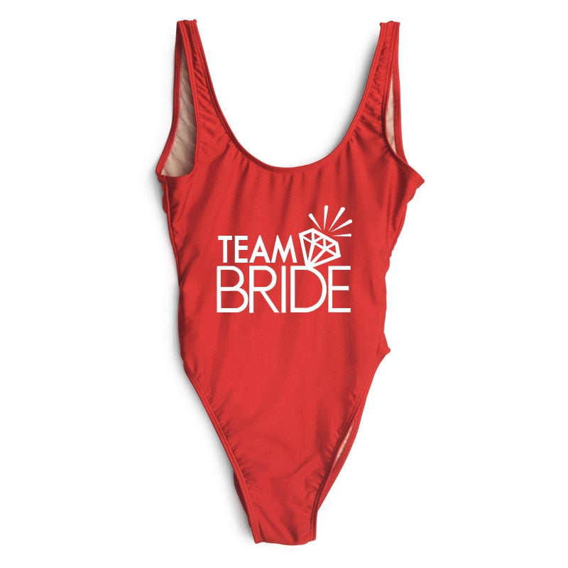 TEAM BRIDE Swimsuit High Cut Bachelorette Monokini