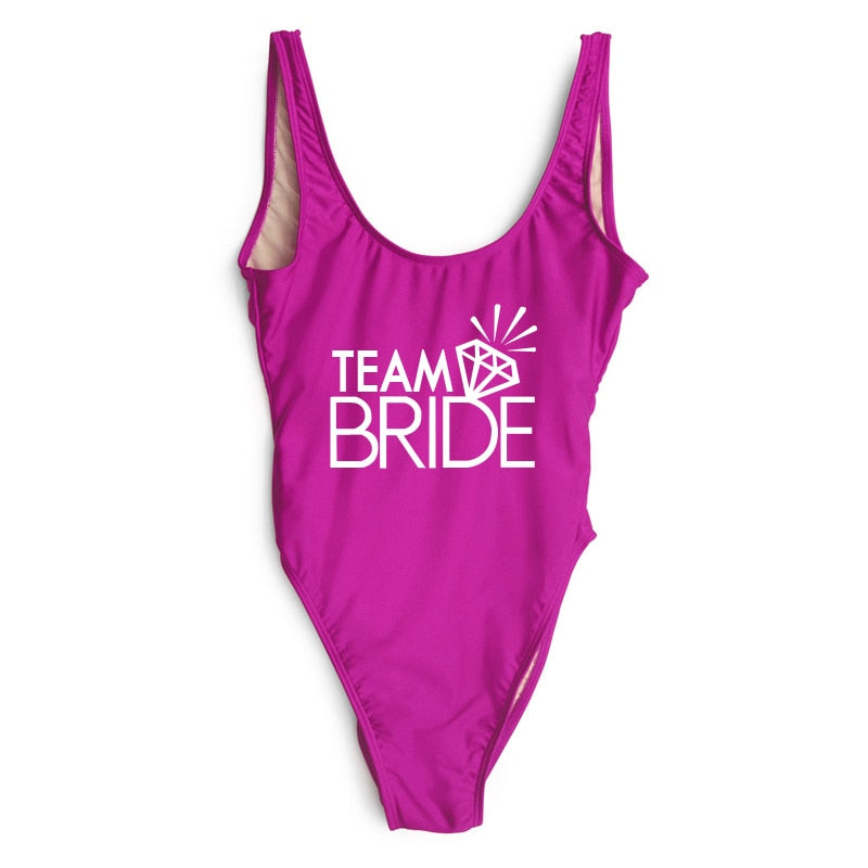TEAM BRIDE Swimsuit High Cut Bachelorette Monokini