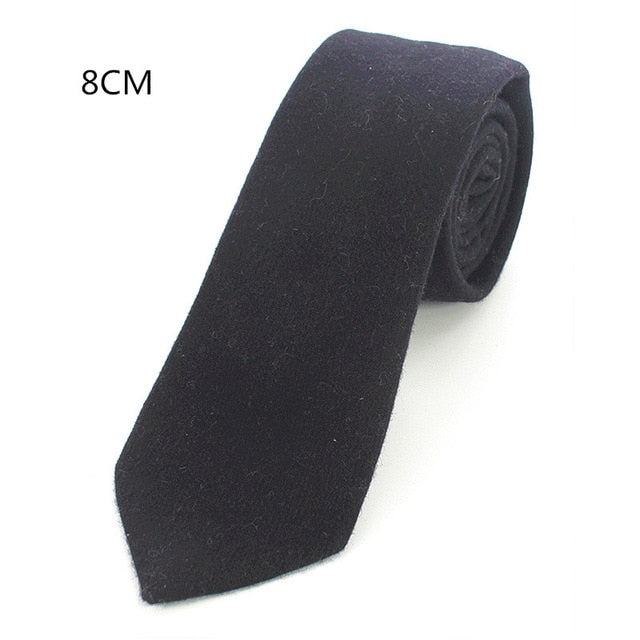 8 CM Men Wool Necktie With Handkerchief Clip Plaid Solid Styles