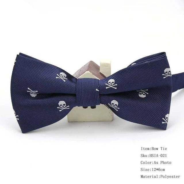 Mens Polyester Silk Bow Tie Skull Pirates Tuxedo Banquet Bowknot Butterfly Bowtie Wedding Gift
