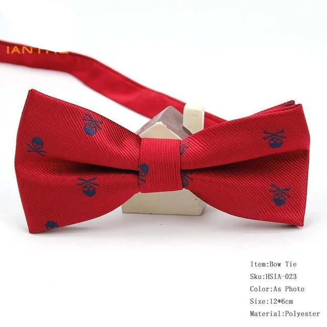 Mens Polyester Silk Bow Tie Skull Pirates Tuxedo Banquet Bowknot Butterfly Bowtie Wedding Gift