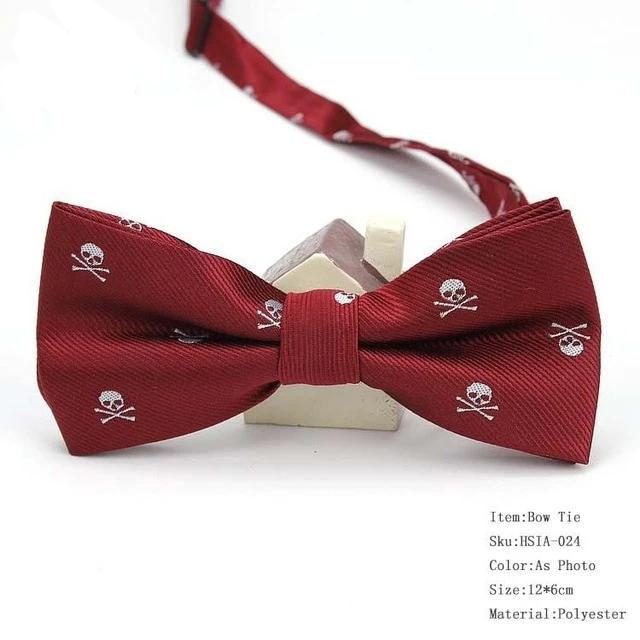 Mens Polyester Silk Bow Tie Skull Pirates Tuxedo Banquet Bowknot Butterfly Bowtie Wedding Gift