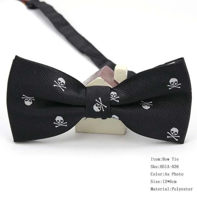 Mens Polyester Silk Bow Tie Skull Pirates Tuxedo Banquet Bowknot Butterfly Bowtie Wedding Gift