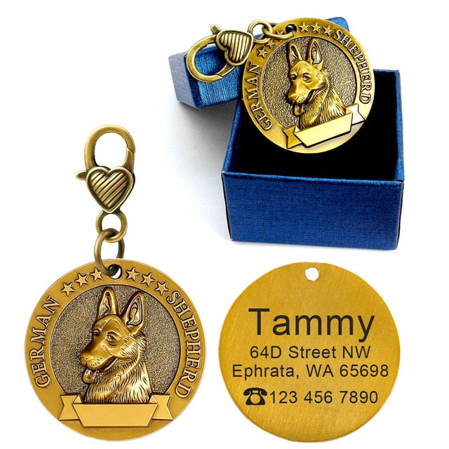 Dog ID Name Tag Engraved Personalized Metal