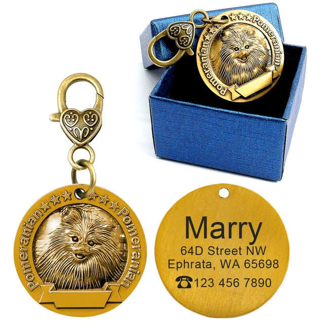 Dog ID Name Tag Engraved Personalized Metal