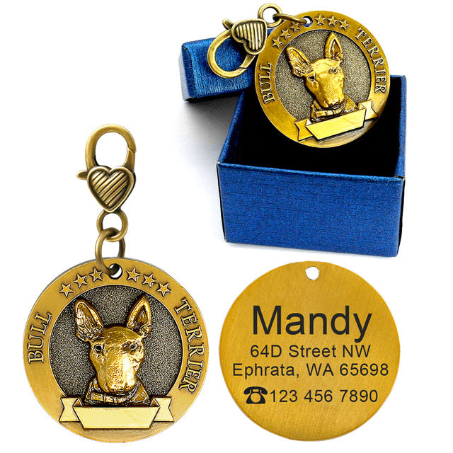 Dog ID Name Tag Engraved Personalized Metal