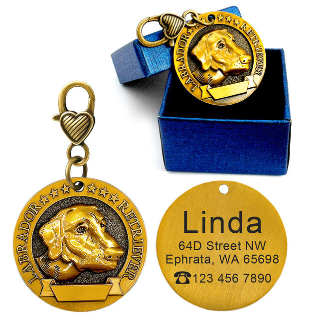 Dog ID Name Tag Engraved Personalized Metal