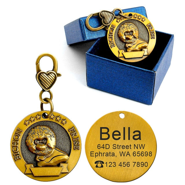 Dog ID Name Tag Engraved Personalized Metal