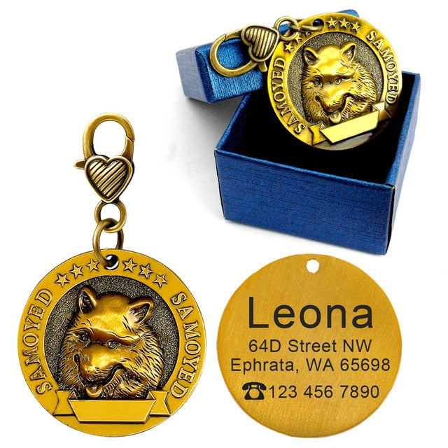 Dog ID Name Tag Engraved Personalized Metal