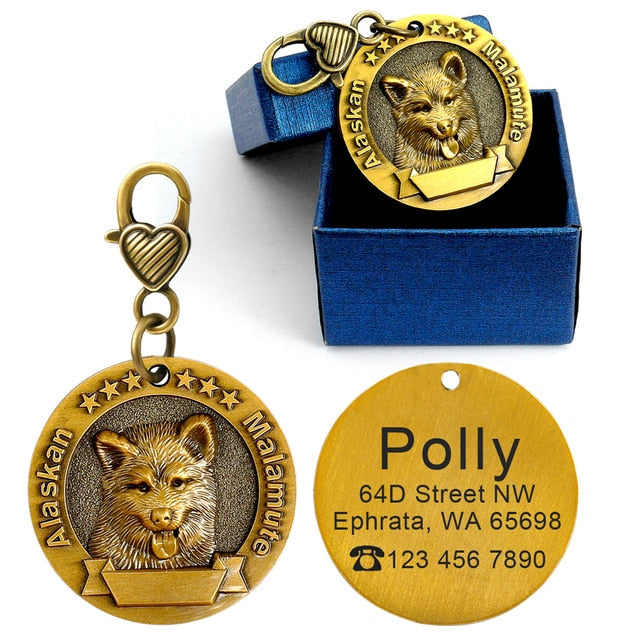 Dog ID Name Tag Engraved Personalized Metal