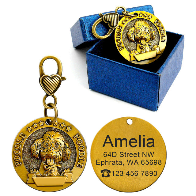 Dog ID Name Tag Engraved Personalized Metal
