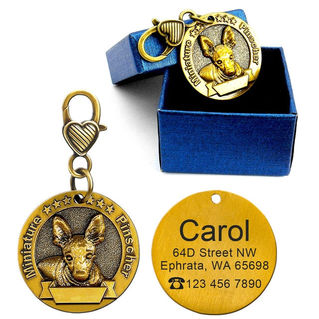 Dog ID Name Tag Engraved Personalized Metal