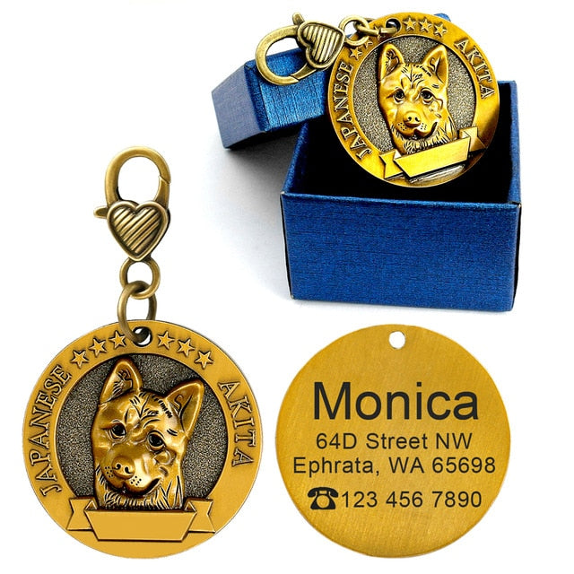 Dog ID Name Tag Engraved Personalized Metal