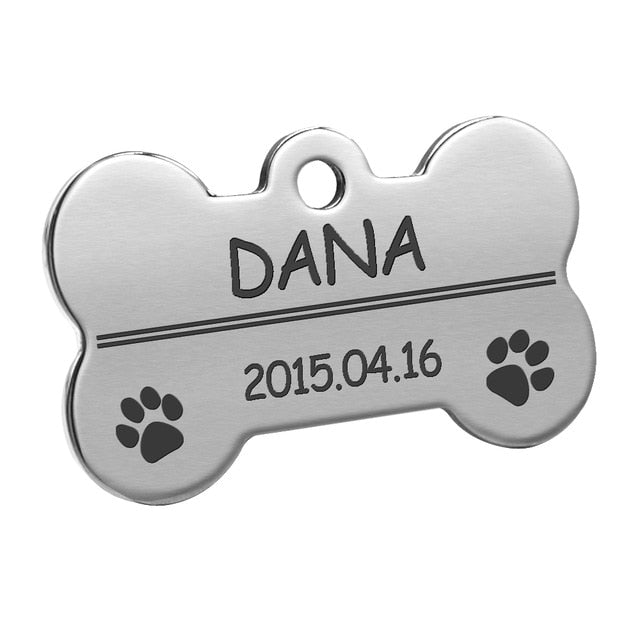 Personalized Tags Pet ID Name Collar Bone Paw Glitter