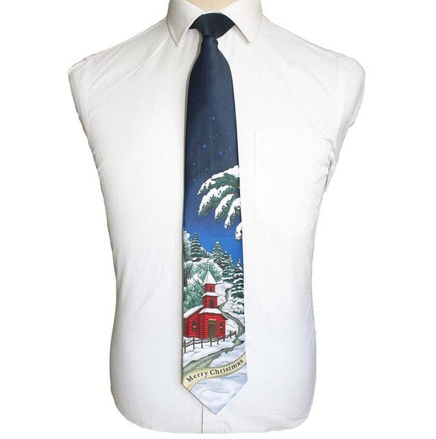 Christmas Neckties Printed Santa Claus Tree Festive Gift