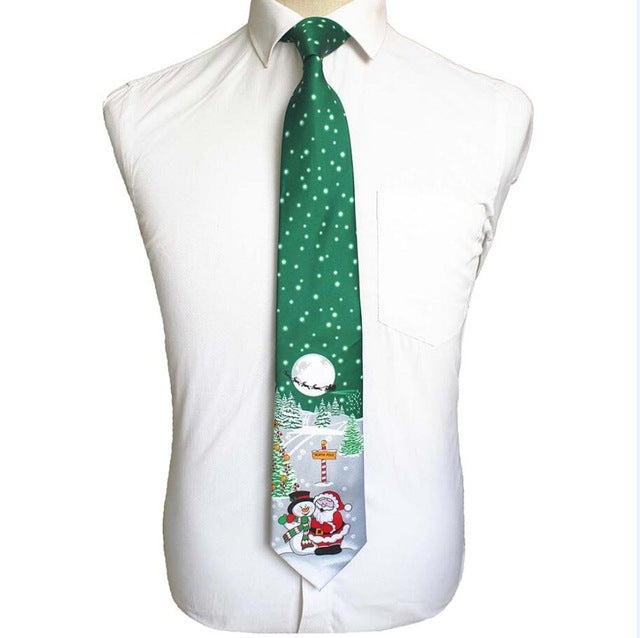Christmas Neckties Printed Santa Claus Tree Festive Gift