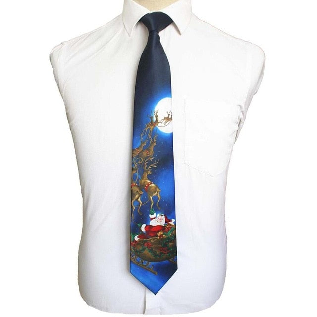 Christmas Neckties Printed Santa Claus Tree Festive Gift