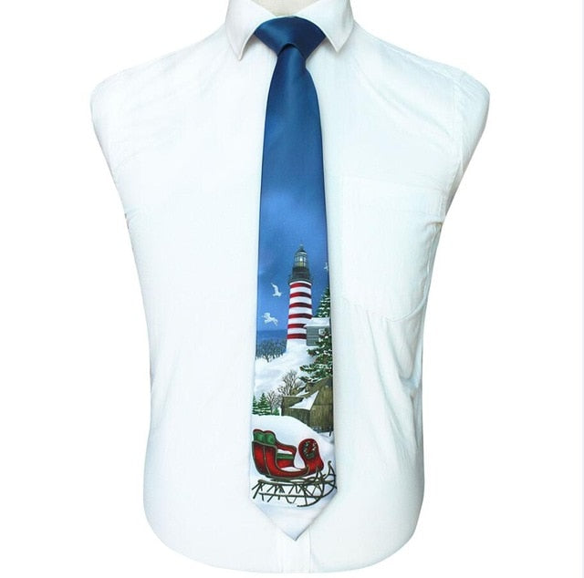 Christmas Neckties Printed Santa Claus Tree Festive Gift