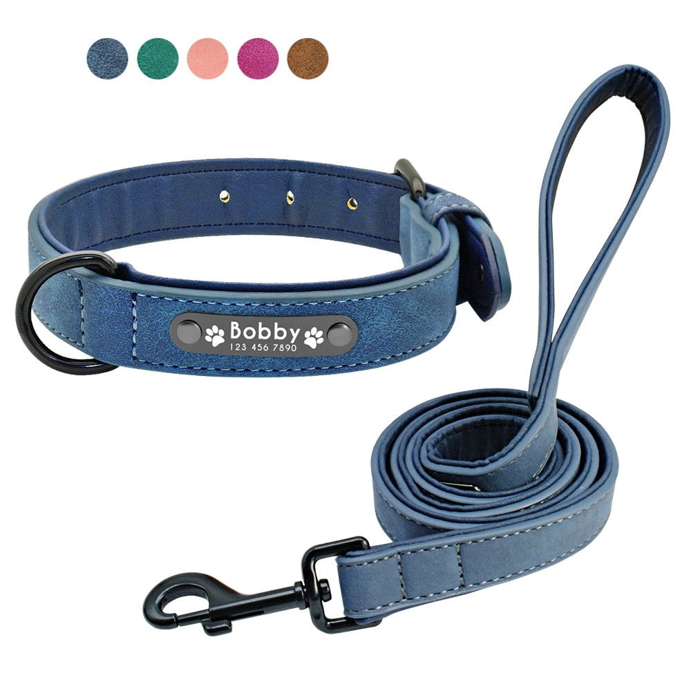 Leather Custom Personalized Pet Tag ID Name Collar/Leash