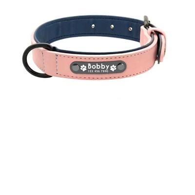 Leather Custom Personalized Pet Tag ID Name Collar/Leash